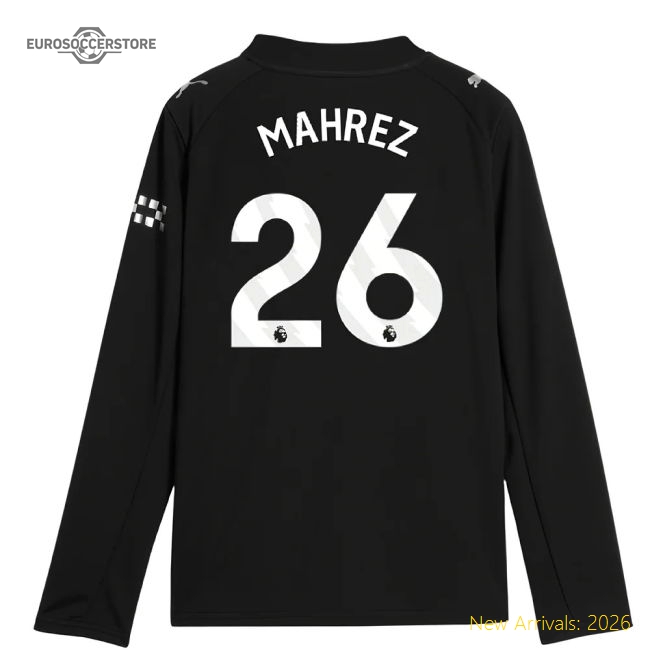 2025-2026 Man City Long Sleeve Away Shirt (Kids) (Mahrez 26)-Vantage Point Soccer