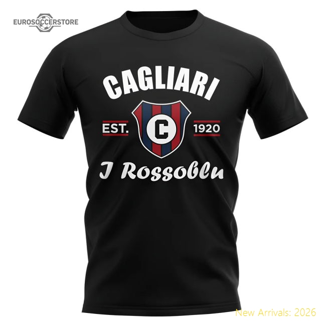 Cagliari Established Football T-Shirt (Black)-Vantage Point Soccer