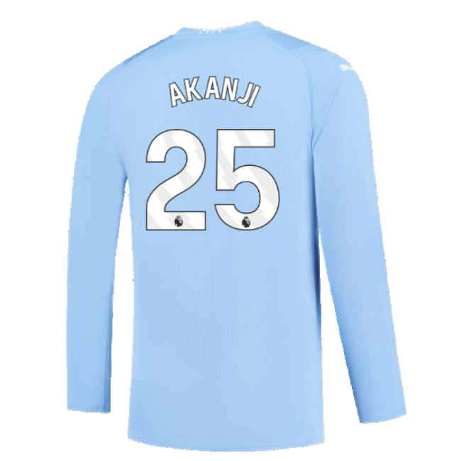 Manchester City 2023-2024 Puma Home Long Sleeved Shirt (S) (Good) (AKANJI 25)-Vantage Point Soccer