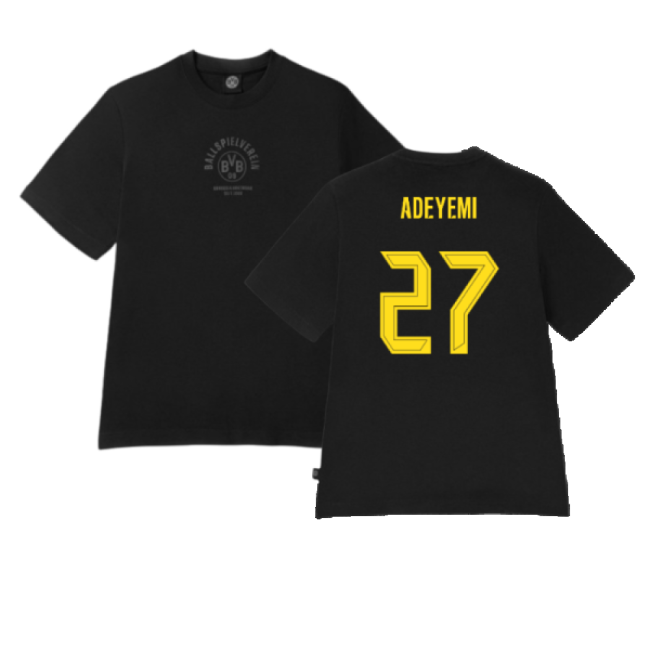 2024-2025 Borussia Dortmund ESS Tee (Black) (Adeyemi 27)-Vantage Point Soccer