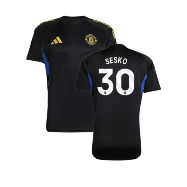 2025-2026 Man Utd EU Training Jersey (Black) - Kids (Sesko 30)-Vantage Point Soccer