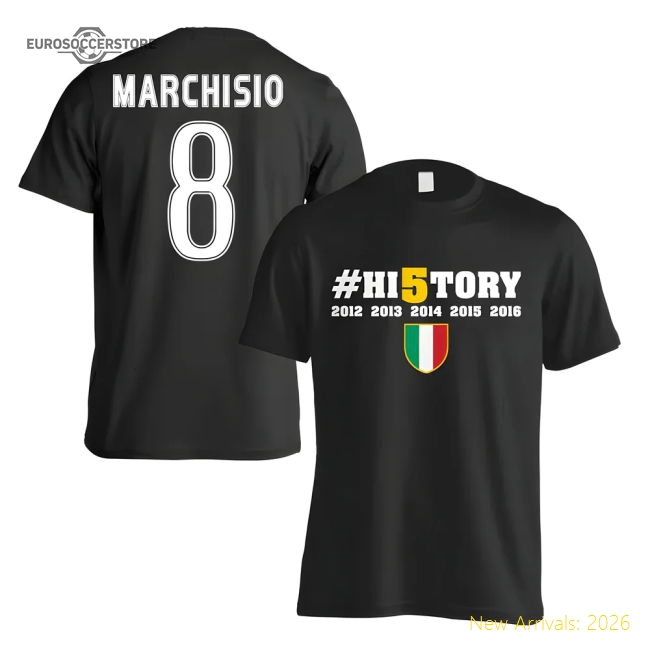 Juventus History Winners T-Shirt (Marchisio 8) - Black-Vantage Point Soccer