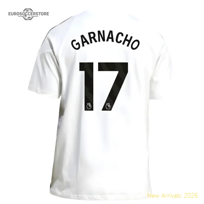 2025-2026 Man Utd Training Tee (White) (Garnacho 17)-Vantage Point Soccer