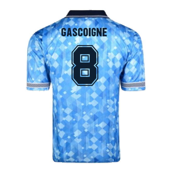 Score Draw England 1990 Third World Cup Finals Retro Football Shirt (Gascoigne 8)-Vantage Point Soccer