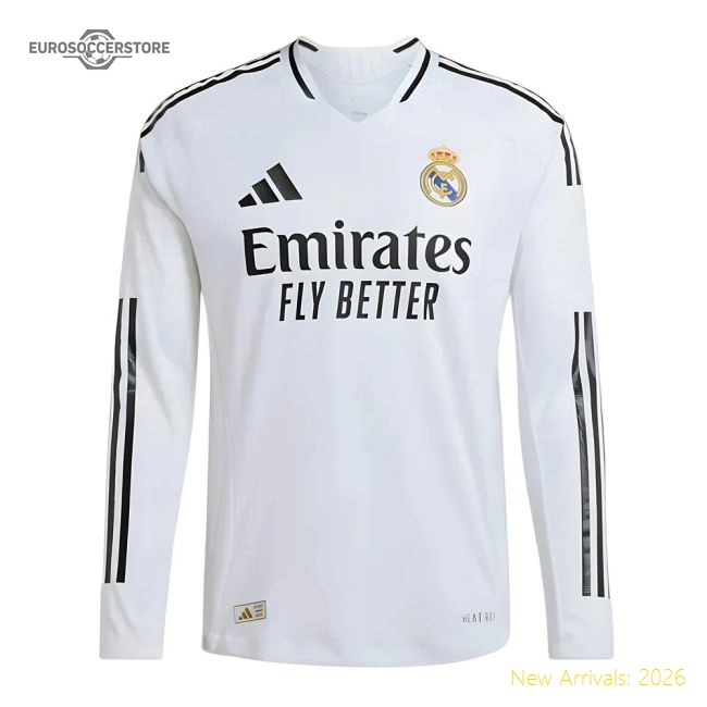 2024-2025 Real Madrid Authentic Long Sleeve Home Shirt-Vantage Point Soccer