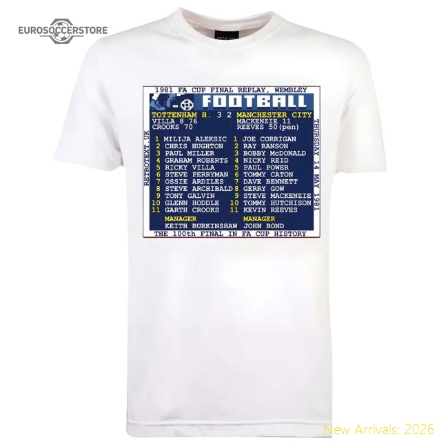 1981 FA Cup Final Replay (Tottenham) Retrotext T-Shirt £25.00-Vantage Point Soccer