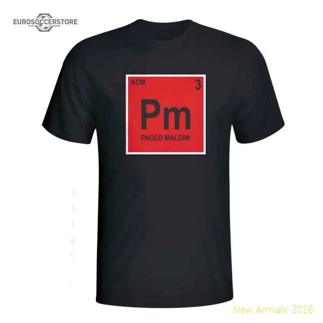 Paolo Maldini Ac Milan Periodic Table T-shirt (black)-Vantage Point Soccer