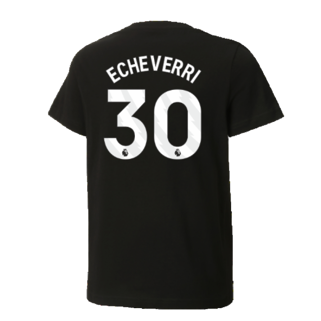 2024-2025 Man City ftblCulture Tee (Black) - Kids (Echeverri 30)-Vantage Point Soccer