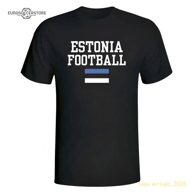 Estonia Football T-Shirt - Black-Vantage Point Soccer