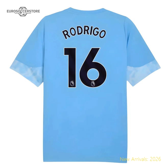 2025-2026 Man City Training Jersey (Light Blue) - Kids (Rodrigo 16)-Vantage Point Soccer