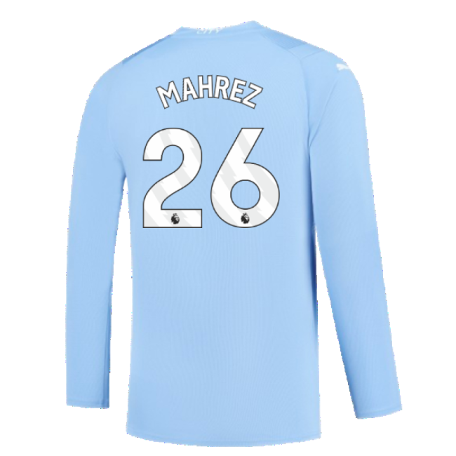 Manchester City 2023-2024 Puma Home Long Sleeved Shirt (S) (Good) (MAHREZ 26)-Vantage Point Soccer