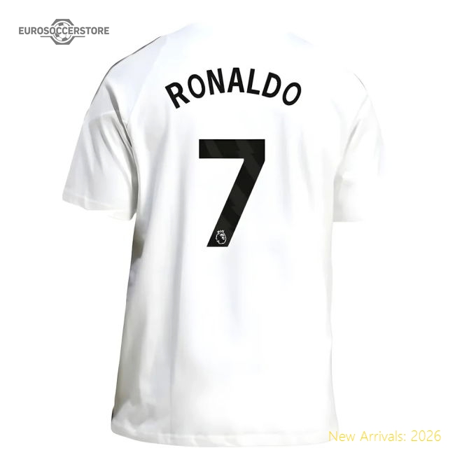 2025-2026 Man Utd Training Tee (White) (Ronaldo 7)-Vantage Point Soccer