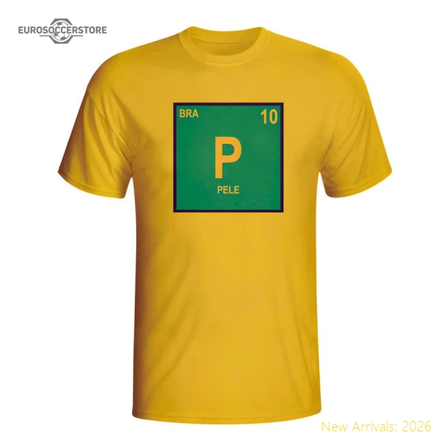 Pele Brazil Periodic Table T-shirt (yellow) - Kids-Vantage Point Soccer