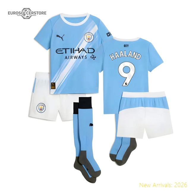 2025-2026 Man City Home Mini Kit (Haaland 9)-Vantage Point Soccer