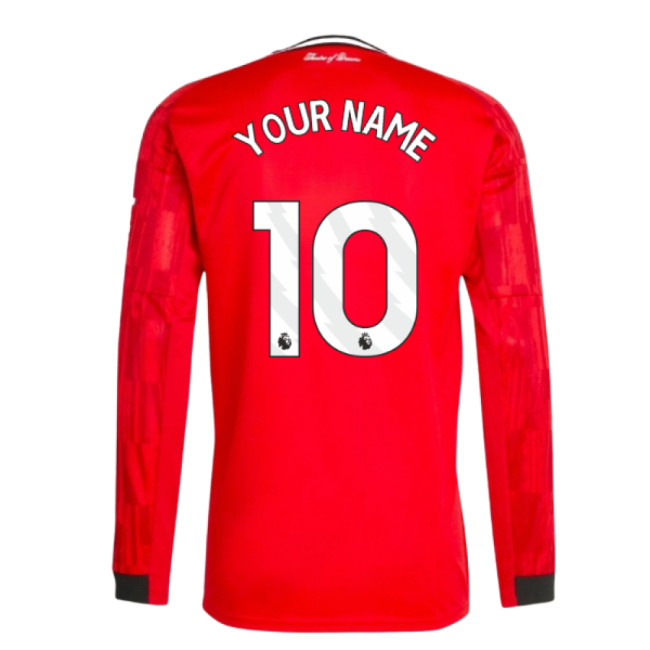 2025-2026 Man Utd Long Sleeve Home Shirt (Your Name)-Vantage Point Soccer
