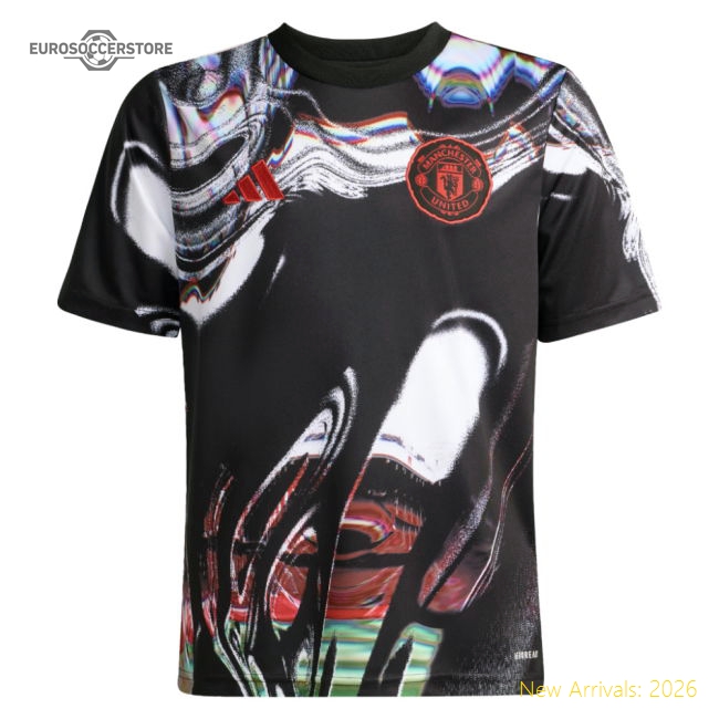 2025-2026 Man Utd Pre Match Shirt (Black) - Kids-Vantage Point Soccer