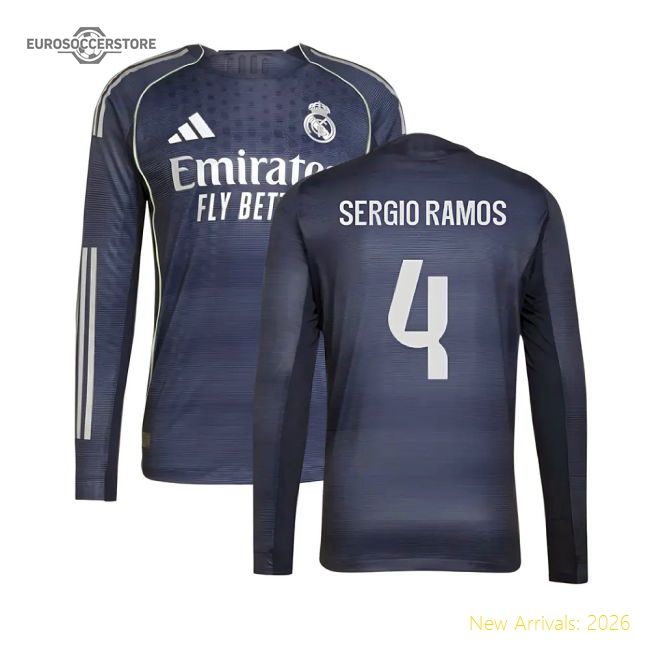 2025-2026 Real Madrid Long Sleeve Away Shirt (Sergio Ramos 4)-Vantage Point Soccer