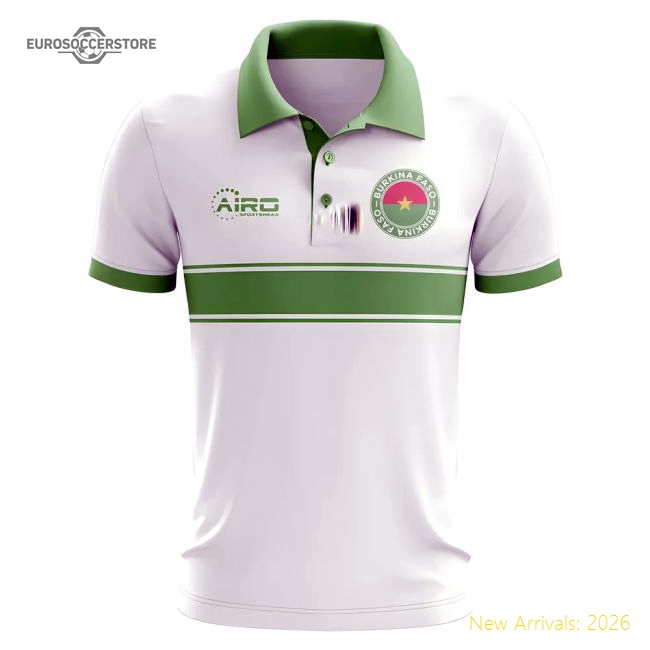 Burkina Faso Concept Stripe Polo Shirt (White)-Vantage Point Soccer