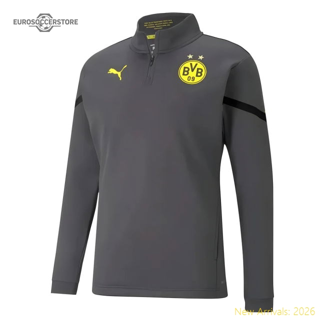2021-2022 Borussia Dortmund Pre Match Half Zip Top (Asphalt)-Vantage Point Soccer