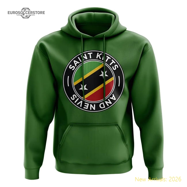 Saint Kitts and Nevis Football Badge Hoodie (Green)-Vantage Point Soccer