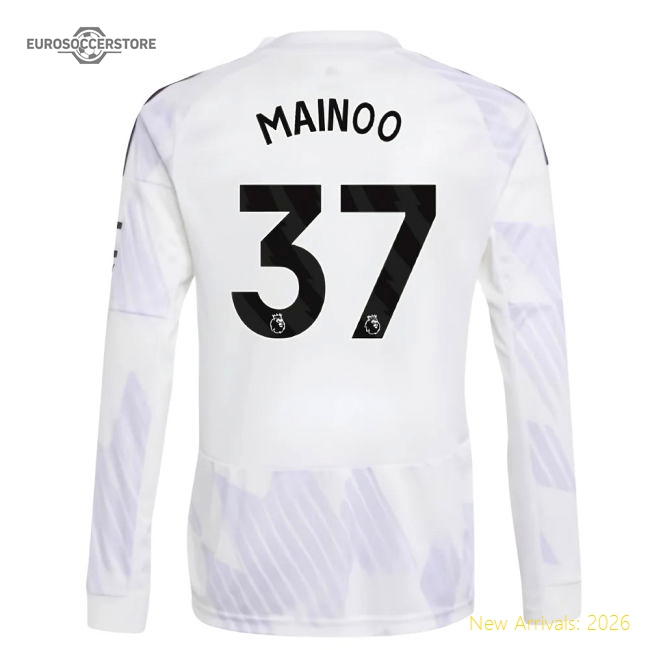 2025-2026 Man Utd Long Sleeve Away Shirt (Kids) (Mainoo 37)-Vantage Point Soccer