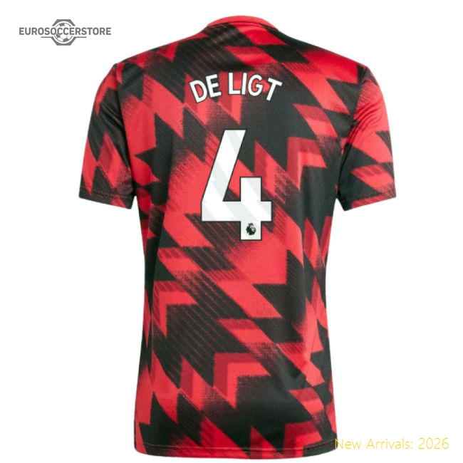 2025-2026 Man Utd Pre-Match Shirt (Red) (De Ligt 4)-Vantage Point Soccer