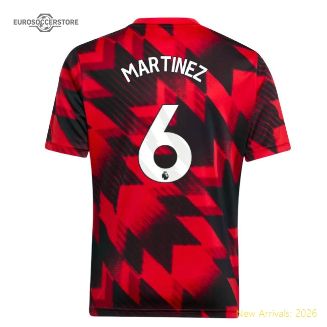 2025-2026 Man Utd Pre-Match Shirt (Red) - Kids (Martinez 6)-Vantage Point Soccer