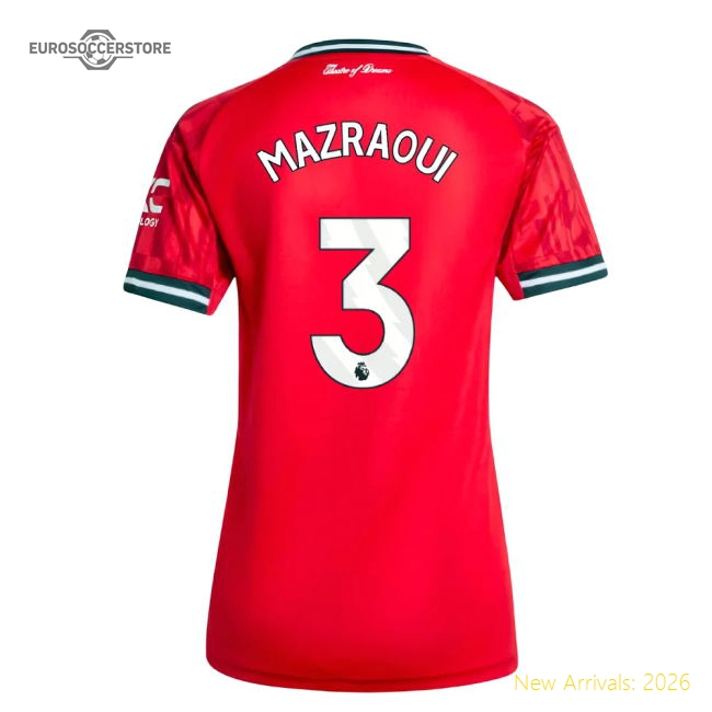 2025-2026 Man Utd Home Shirt (Womens) (Mazraoui 3)-Vantage Point Soccer