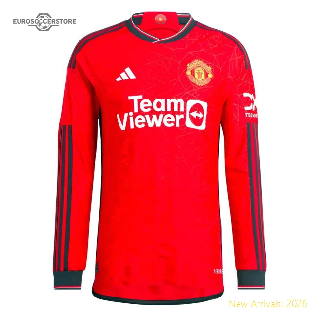 2023-2024 Man Utd Long Sleeve Home Shirt-Vantage Point Soccer