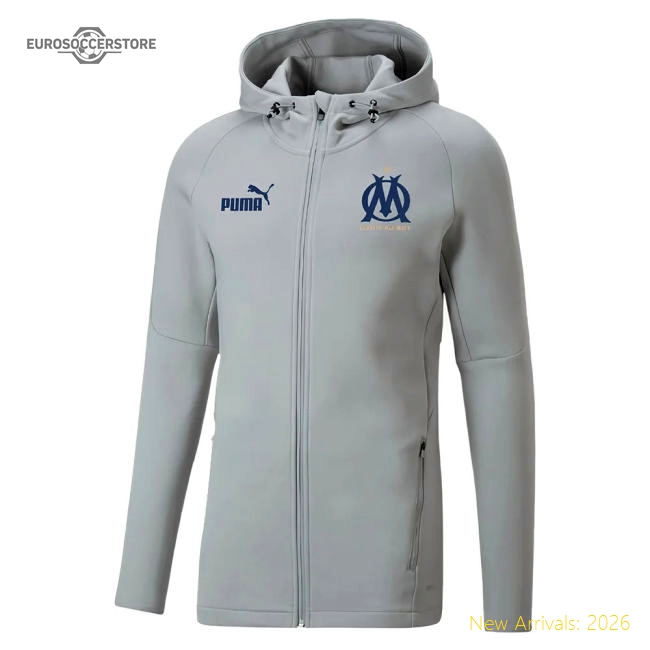 2022-2023 Marseille Casuals Hooded Jacket (Harbor Mist)-Vantage Point Soccer