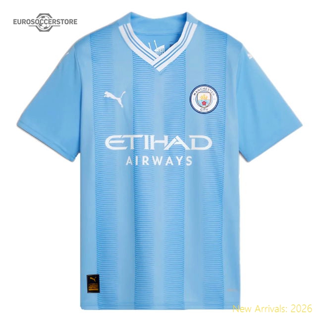 2023-2024 Man City Home Shirt (Kids) (J ALVAREZ 19)-Vantage Point Soccer