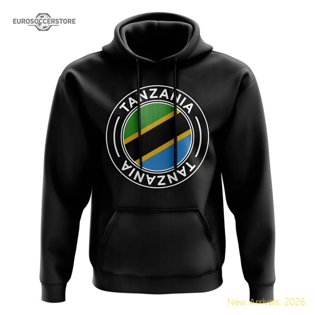 Tanzania Football Badge Hoodie (Black)-Vantage Point Soccer