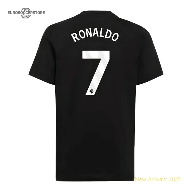 2025-2026 Man Utd EU Training Tee (Black) (Ronaldo 7)-Vantage Point Soccer