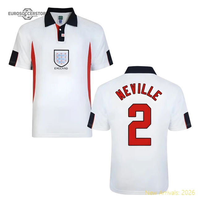 Score Draw England World Cup 1998 Home Shirt (Neville 2)-Vantage Point Soccer