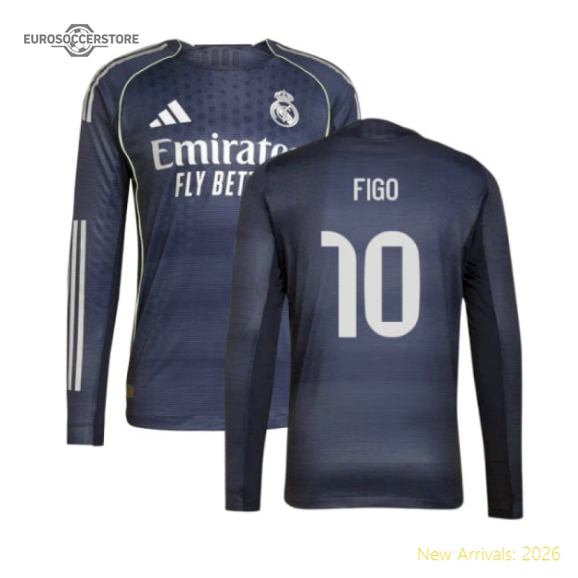 2025-2026 Real Madrid Long Sleeve Away Shirt (Figo 10)-Vantage Point Soccer