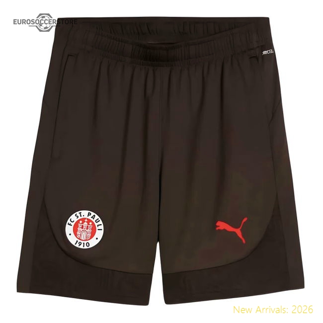 2024-2025 St Pauli Training Shorts (Dark Chocolate)-Vantage Point Soccer