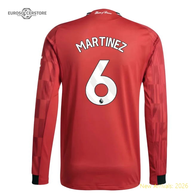 2025-2026 Man Utd Authentic Long Sleeve Home Shirt (Martinez 6)-Vantage Point Soccer