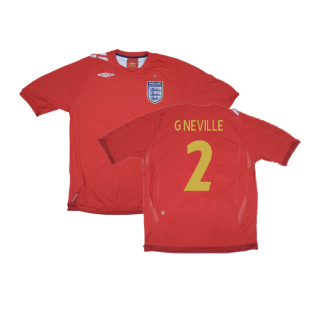 England 2006-08 Away Shirt (S) (Excellent) (G NEVILLE 2)-Vantage Point Soccer