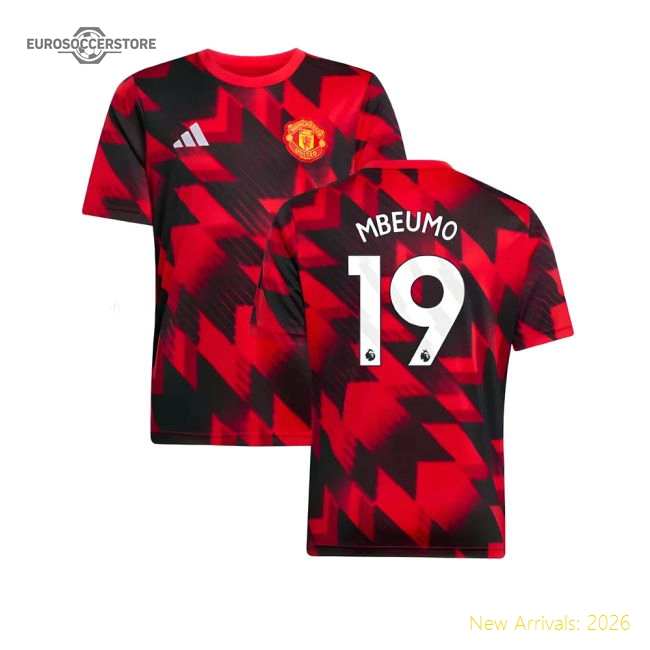2025-2026 Man Utd Pre-Match Shirt (Red) - Kids (Mbeumo 19)-Vantage Point Soccer