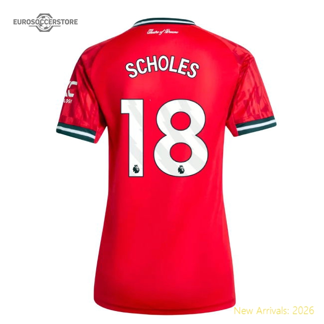 2025-2026 Man Utd Home Shirt (Womens) (Scholes 18)-Vantage Point Soccer