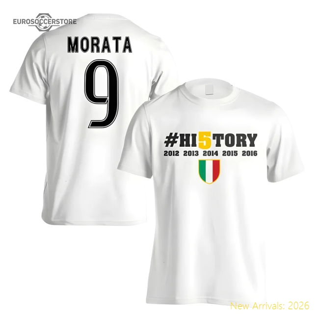 Juventus History Winners T-Shirt (Morata 9) - White-Vantage Point Soccer