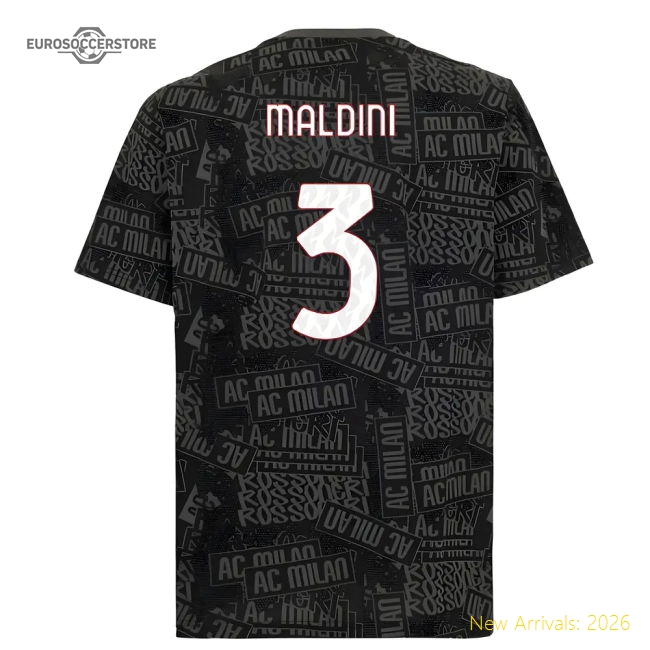 2025-2026 AC Milan ftblCulture Tee AOP (Black) (Maldini 3)-Vantage Point Soccer