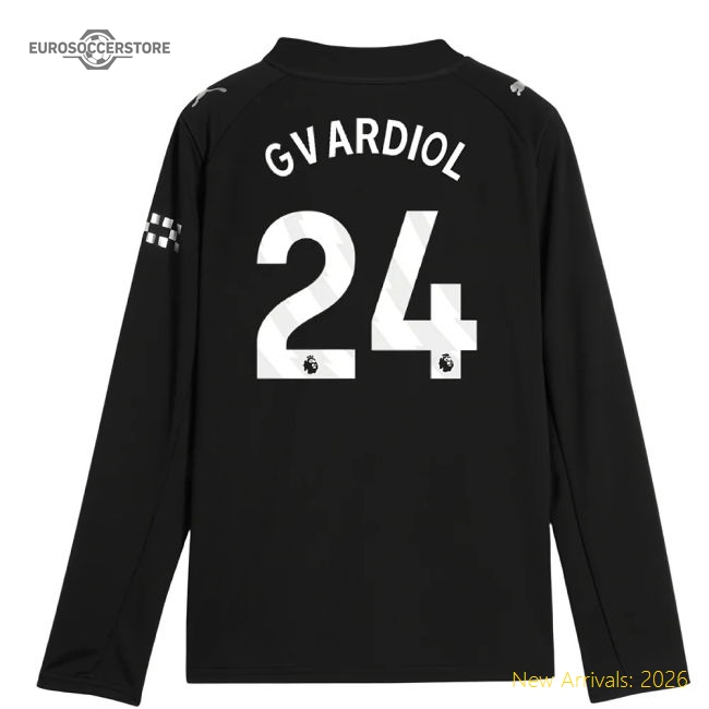 2025-2026 Man City Long Sleeve Away Shirt (Kids) (Gvardiol 24)-Vantage Point Soccer