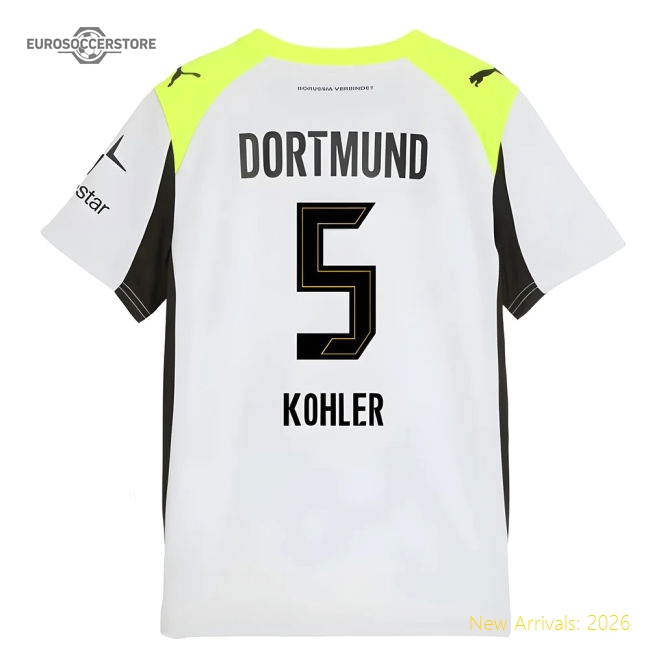 2025-2026 Borussia Dortmund Away Shirt (Kids) (Kohler 5)-Vantage Point Soccer