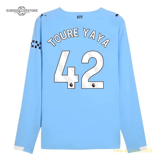 2025-2026 Man City Authentic Long Sleeve Home Shirt (Toure Yaya 42)-Vantage Point Soccer