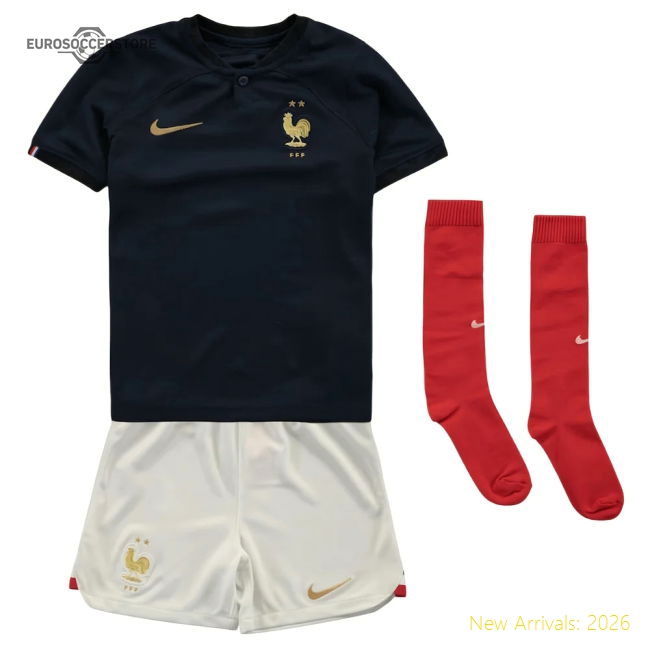 2022-2023 France Home Little Boys Mini Kit (Mbappe 10)-Vantage Point Soccer