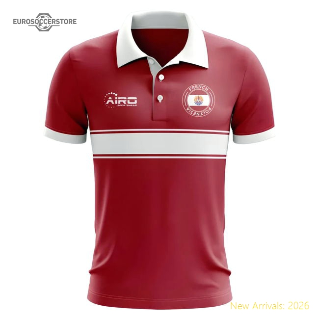 French Polynesia Concept Stripe Polo Shirt (Red)-Vantage Point Soccer