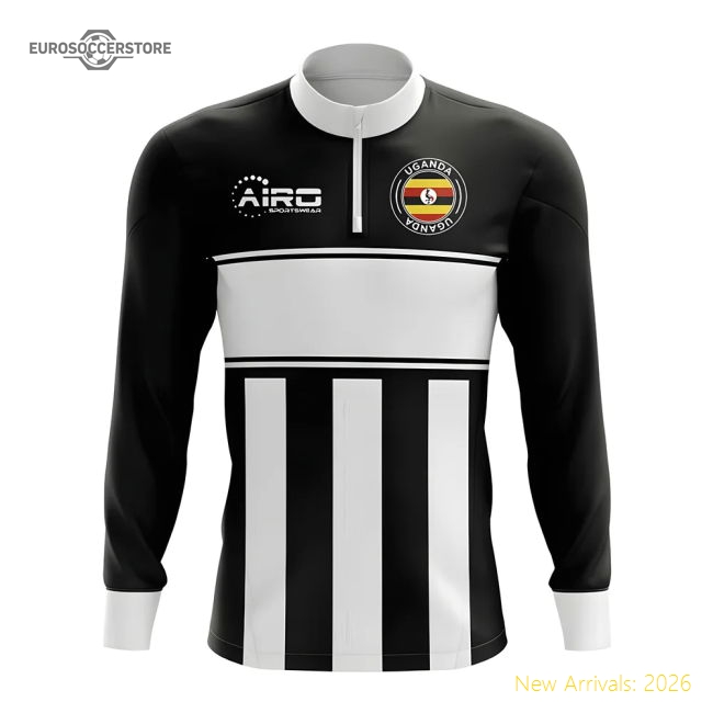 Uganda Concept Football Half Zip Midlayer Top (Black-White)-Vantage Point Soccer