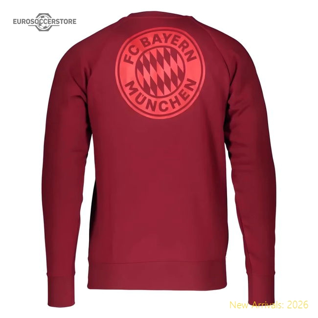 2021-2022 Bayern Munich Graphic Crew Sweat (Red)-Vantage Point Soccer