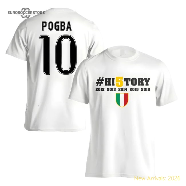 Juventus History Winners T-Shirt (Pogba 10) - White-Vantage Point Soccer